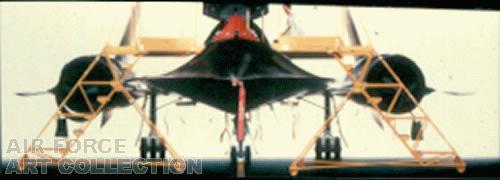 SR-71B STRATEGIC RECONNAISANCE AIRCRAFT IN ALERT HANGAR AT BEALE AFB, CALIFORNIA